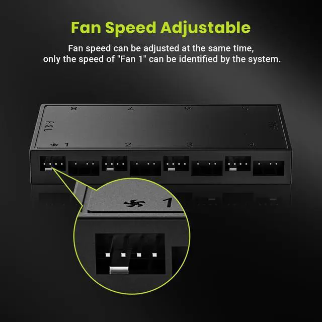 Alt view image 4 of 7 - ID-COOLING HA-08 Fan Hub for Computer Internal Fans, 8 PWM Ports+8 ARGB Ports, ARGB Motherboard Sync, SATA Powered PWM Functional Fan Adapter