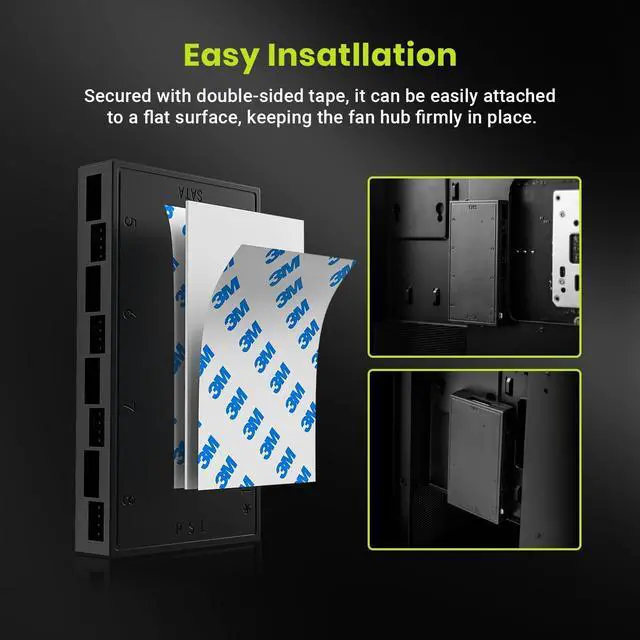 Alt view image 7 of 7 - ID-COOLING HA-08 Fan Hub for Computer Internal Fans, 8 PWM Ports+8 ARGB Ports, ARGB Motherboard Sync, SATA Powered PWM Functional Fan Adapter
