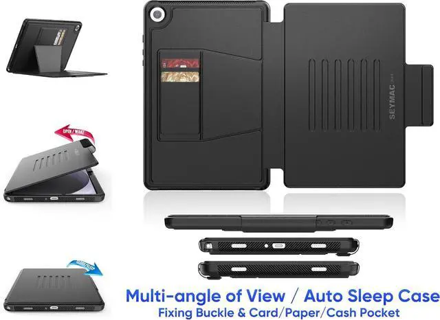 Alt view image 6 of 7 - Case for  Galaxy Tab A9+ Plus 11'', Auto Sleep/Wake Case with Magnetic Multi-Angles Stand, Card Slot for Galaxy Tab A9+/ A9 Plus 11'' SM-X210/X216/X218, (Black)