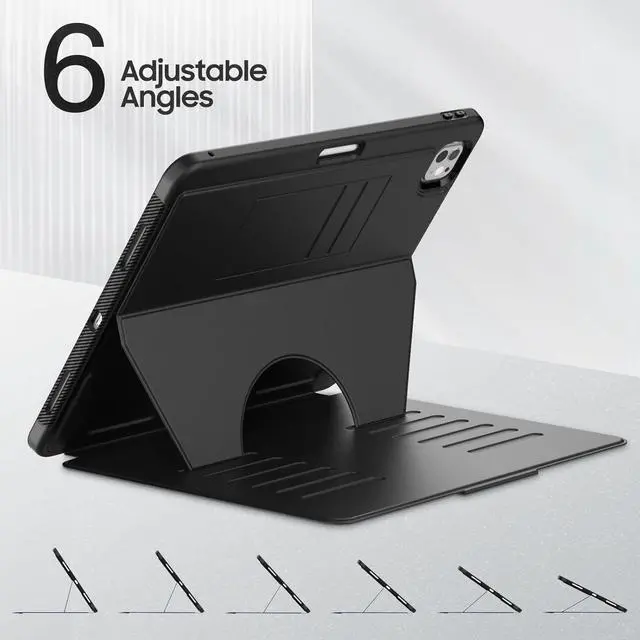 Alt view image 7 of 7 - Case for iPad Pro 13 inch 2024 (M4), Multi-Angle Magnetic Stand & Pencil Holder & Card Slots & Strong Magnets Support Stick to Fridge (A2925 / A2926 / A3007) Cover - Black