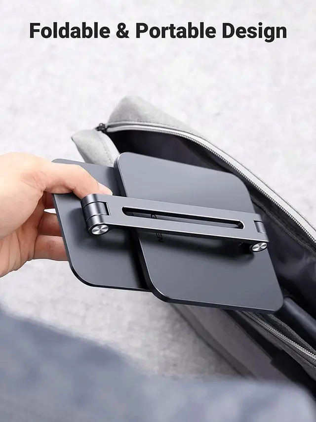 Alt view image 7 of 7 - UGREEN Tablet Stand Holder Adjustable Aluminum Portable Stand Holder for Desk Foldable Dock Heavy Duty Metal Base Compatible with ipad pro 12.9, 9.7, 10.5, ipad air Mini 4 3 2, Nintendo Switch Grey