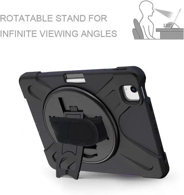 Alt view image 6 of 7 - Case for iPad Air 6th Generation M2 11 Inch 2024, iPad Air 5th Generation Case 2022/iPad Air 4th Generation Case 10.9 Inch 2020 with Kickstand/Hand Strap/Pencil Holder/Shoulder Strap, Black