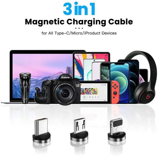 Alt view image 7 of 7 - Magnetic Charging Cable 4 Pack(3.3/3.3/6.6/6.6ft), Fast Charging & 480Mbps Data Transfer, CarPlay, 540°Rotation, Universal Compatibility, USB C Type-C Micro