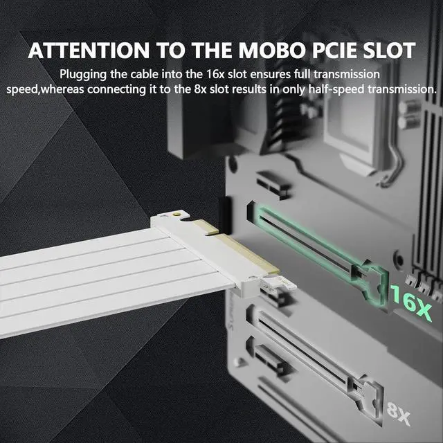 Alt view image 5 of 7 - PCI-E 4.0 Riser Cable, PCIe 4.0 x16 200mm High Speed Flexible Extender Card Extension Port 90 Degree Adapter, PCIe 4.0 | Older Compatible, EMI Shielded 30 AWG, TPE Cable Sleeves