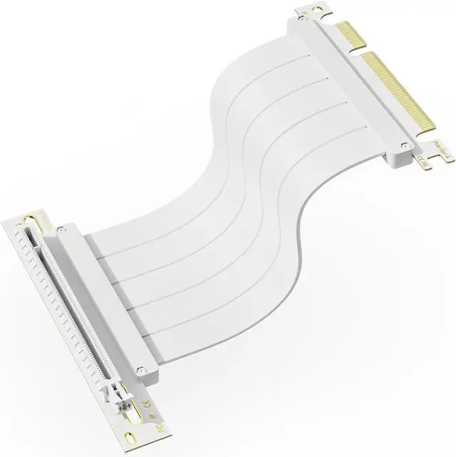 Main image of PCI-E 4.0 Riser Cable, PCIe 4.0 x16 200mm High Speed Flexible Extender Card Extension Port 90 Degree Adapter, PCIe 4.0 | Older Compatible, EMI Shielded 30 AWG, TPE Cable Sleeves