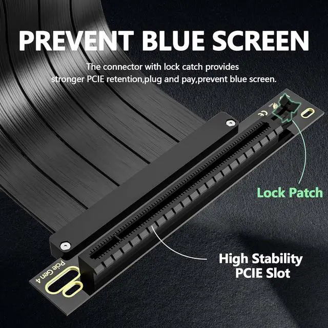 Alt view image 3 of 7 - PCI-E 4.0 Riser Cable, PCIe 4.0 x16 200mm High Speed Flexible Extender Card Extension Port 90 Degree Adapter, PCIe 4.0 | Older Compatible, EMI Shielded 30 AWG, TPE Cable Sleeves Black