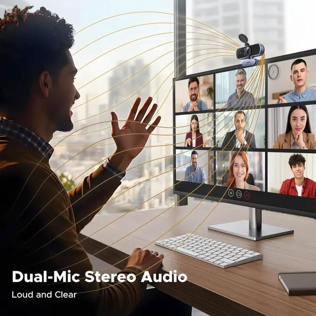 Alt view image 6 of 7 - 2K Webcam, Webcam for PC Ultra HD 1080P Computer Camera with Microphone, PC Camera with Privacy Cover, USB Web Camera for Streaming, Conferencing, Video Calling, Zoom, Skype, Teams, Facetime