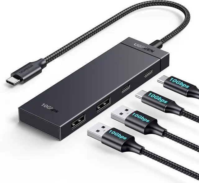 Main image of USB C Hub, 10Gbps 4 in 1 USB 3.2 Adapter with 2 USB-C 3.2 and 2 USB-A 3.2, 4 Ports USB C Splitter Extender for MacBook Pro/Air, iPad Pro, iPhone 15/15 Pro Max, Surface, PC, Laptops and More