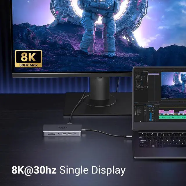 Alt view image 5 of 7 - Revodok Pro 211 Laptop Docking Station 11 in 1 USB C Dock Dual HDMI 4K@60Hz Single 8K@30Hz 10Gbps Data Port 100W PD Gigabit Ethernet, SD/TF Card Reader Compatible for Thinkpad, Zenbook and more