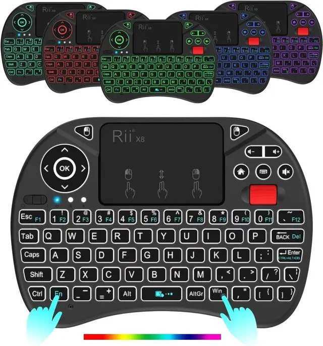 Alt view image 2 of 7 - Rii X8 Mini Keyboard,2.4GHz Portable Wireless Keyboard with Touchpad Mouse,RGB Backlit,Rechargeable Battery for Android TV Box/Mac/PC/Nvid Shield