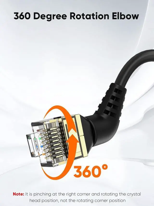 Alt view image 4 of 7 - CableCreation CAT8 Ethernet Cable, 360° Rotation CAT8 LAN Network Cable with RJ45 Shielded Connector, 40Gbps 2000Mhz Patch Cord High Speed for Gaming/PS5/Router/Modem/PC/Satellite,5m/16.4ft