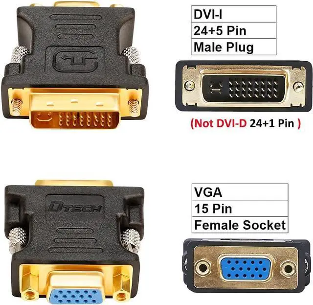 Alt view image 7 of 7 - DVI to VGA Adapter DVI Male to VGA Female Adapter DVI-I Converter 24+5 Port for Computer Monitor TV Old Video Card (Digital to Analog Directional Connection)