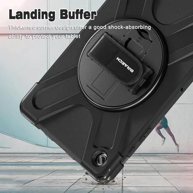 Alt view image 7 of 7 - Case for Galaxy Tab A9 Plus Case 11 Inch 2023, Shockproof Hard Duty Case with Screen Protector &360 Rotating Stand&Hand Strap/Shoulder Strap for Galaxy A9 Plus Tablet-Black