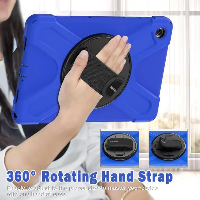 Alt view image 4 of 7 - Case for Galaxy Tab A9 Plus Case 11 Inch 2023, Shockproof Hard Duty Case with Screen Protector &360 Rotating Stand&Hand Strap/Shoulder Strap for Galaxy A9 Plus Tablet-Black Blue