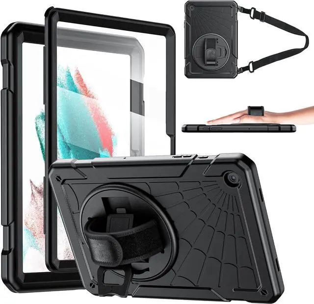 Main image of Case for Galaxy Tab A9+ / A9 Plus 11'' 2023 (SM-X210/X216/X218), Shockproof Hard Duty Case with Screen Protector+360 Rotating Hand Strap&Stand+Shoulder Strap for Tab A9+ Tablet, Black