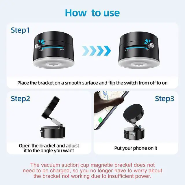 Alt view image 7 of 7 - Vacuum Suction Magnetic Phone Holder, 2-Pack Adjustable Vacuum Magnetic Car Phone Holder Foldable Vacuum Magnetic Cell Phone Holder Stand Suction Phone mount for iPhone 16/15/14/Gym/Shower/Car/Mirror