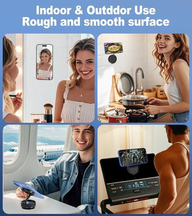 Alt view image 5 of 7 - Vacuum Magnetic Phone Holder - Upgraded 360° Rotatable Suction Cup Phone Mount,Foldable Portable Vacuum Strong Magnet Cell Phone Stand for Car Windshield Smooth Surface,Compatible with Magsafe iPhone