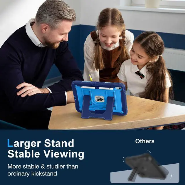 Alt view image 2 of 7 - Case for iPad (A16) 11th Generation 11 Inch 2025 / iPad 10th Generation 10.9 Inch 2022, [Built-in Pencil Holder] Heavy Duty Shockproof Rugged Protective Case, Blue