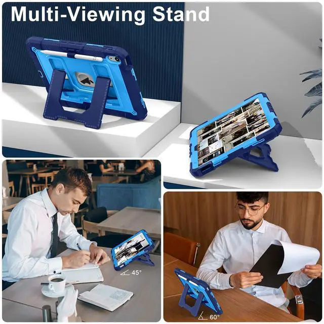 Alt view image 5 of 7 - Case for iPad (A16) 11th Generation 11 Inch 2025 / iPad 10th Generation 10.9 Inch 2022, [Built-in Pencil Holder] Heavy Duty Shockproof Rugged Protective Case, Blue