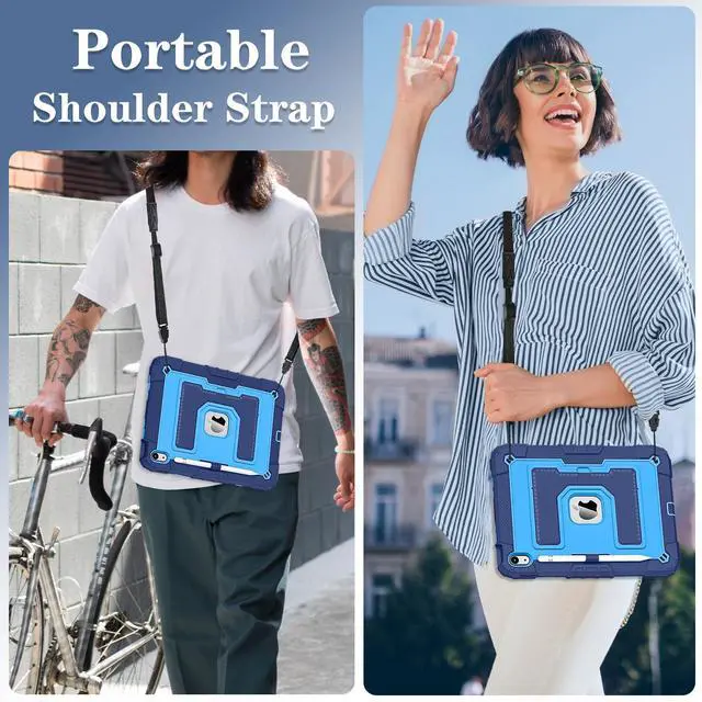 Alt view image 4 of 7 - Case for iPad (A16) 11th Generation 11 Inch 2025 / iPad 10th Generation 10.9 Inch 2022, [Built-in Pencil Holder] Heavy Duty Shockproof Rugged Protective Case, Blue