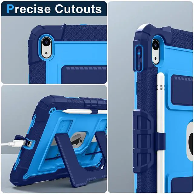 Alt view image 7 of 7 - Case for iPad (A16) 11th Generation 11 Inch 2025 / iPad 10th Generation 10.9 Inch 2022, [Built-in Pencil Holder] Heavy Duty Shockproof Rugged Protective Case, Blue