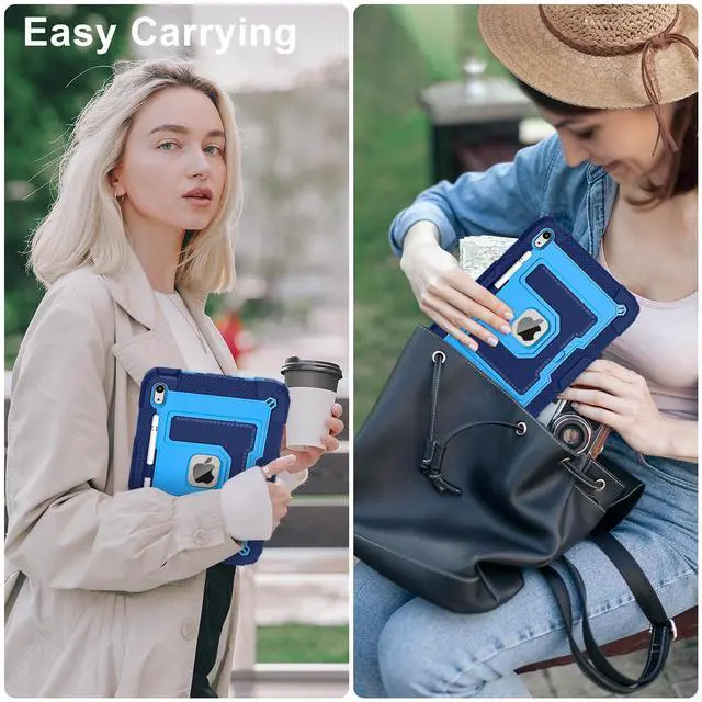 Alt view image 6 of 7 - Case for iPad (A16) 11th Generation 11 Inch 2025 / iPad 10th Generation 10.9 Inch 2022, [Built-in Pencil Holder] Heavy Duty Shockproof Rugged Protective Case, Blue