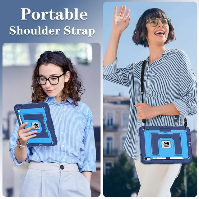Alt view image 3 of 7 - Case for iPad (A16) 11th Generation 11 Inch 2025 / iPad 10th Generation 10.9 Inch 2022, [Built-in Pencil Holder] Heavy Duty Shockproof Rugged Protective Case, Blue