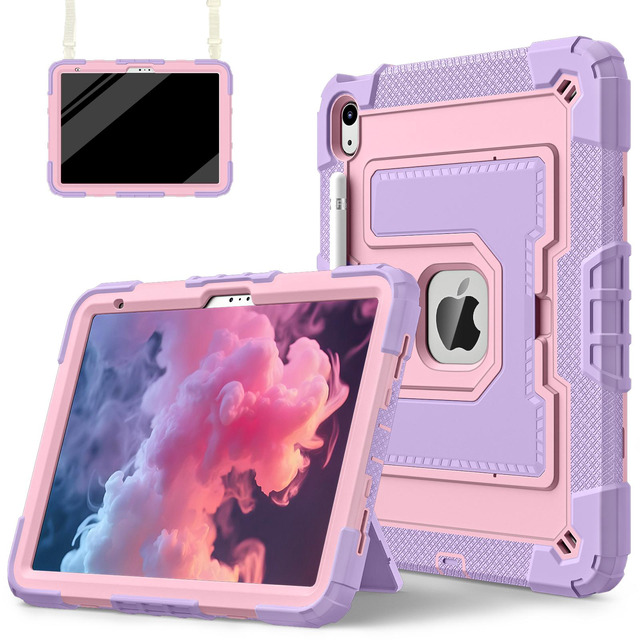 Étui Pour IPad 11e Génération 2025 / 10e Génération 2022 - Coque Avec Porte-crayon Et Support Trifold - Motif Rayé Rouge Rose