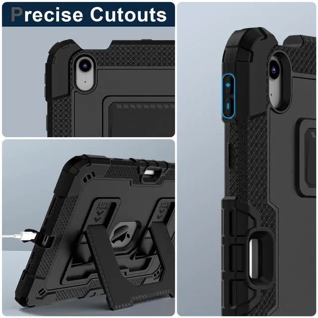 Alt view image 6 of 7 - Case for iPad Air 11 inch (2025 M3 / 2024 M2), Shockproof Design with Pencil Holder/Screen Protector, Protective Cover for iPad Air 4th/5th/6th/7th Generation - Black