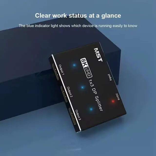 Alt view image 4 of 7 - MST hub 8k DisplayPort Splitter 1 in 3 Out 8K@30Hz 4K@120Hz DP 1.4 Splitter Triple MST SST Hub Adapter 1x3 Port for 1 DisplayPort Ultra HD Source to 3 HD Display Port (DP to 3DP)