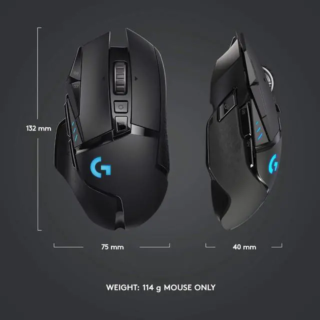 Alt view image 7 of 7 - G502 Lightspeed Wireless Gaming Mouse with Hero 25K Sensor, PowerPlay Compatible, Tunable Weights and Lightsync RGB - Black