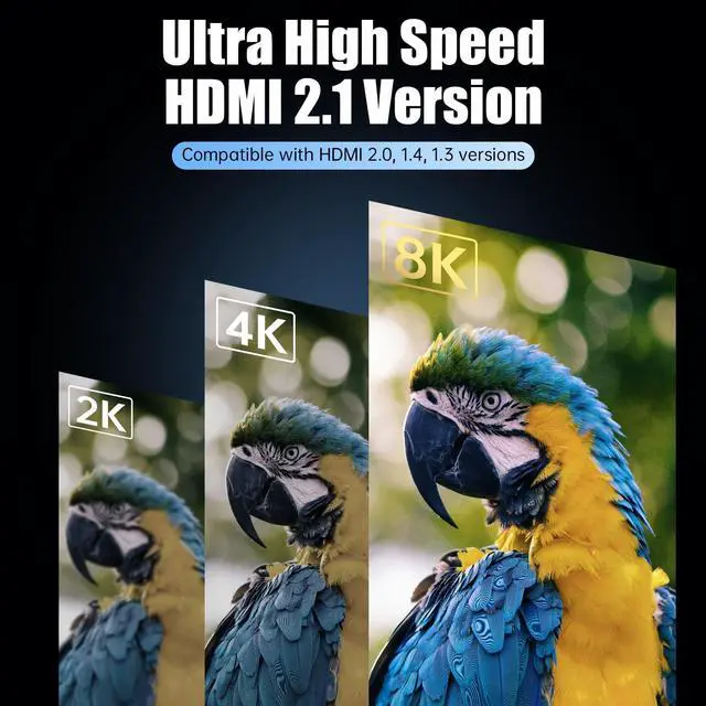 Alt view image 2 of 7 - HDMI 2.1 Cable,3M/9.9Feet OM4 Fiber Optic 8K HDMI Cable 48Gbps Ultra High Speed Single Crystal Copper Support 8K@60Hz HDR eARC,HDCP 2.2 German Silicon Line Chips for PS5,RTX3090(9.9 Feet)