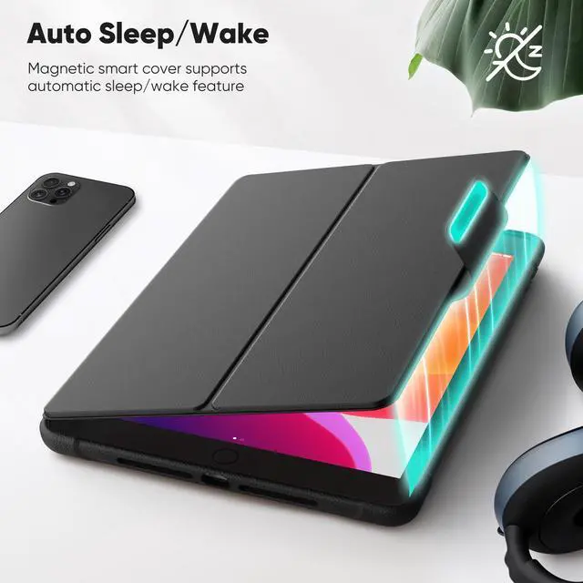 Alt view image 2 of 7 - Rotating Case for iPad 9th/8th/7th Generation 10.2'', Strong Magnetic Auto Sleep Shockproof Case - 360 Degree Rotating Stand Cover with Pencil Holder, Auto Wake Sleep, Black