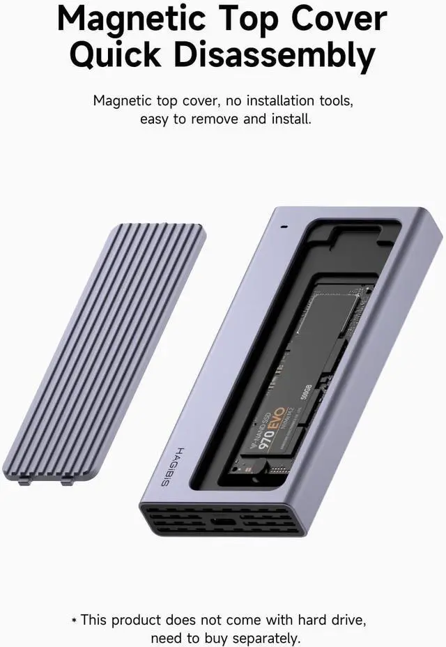 Alt view image 2 of 7 - Hagibis USB C Hub with M.2 SSD Enclosure, Magnetic Cover Easy Disassemble External Hard Drive Enclosure with 10Gbps USB 3.1, USB C for MacBook Pro, iPhone15 Pro Max, Mac Mini, Laptop, PC (HB777)
