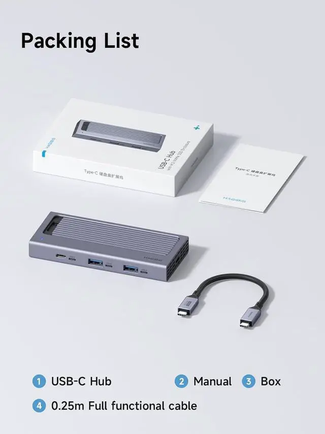 Alt view image 7 of 7 - Hagibis USB C Hub with M.2 SSD Enclosure, Magnetic Cover Easy Disassemble External Hard Drive Enclosure with 10Gbps USB 3.1, USB C for MacBook Pro, iPhone15 Pro Max, Mac Mini, Laptop, PC (HB777)