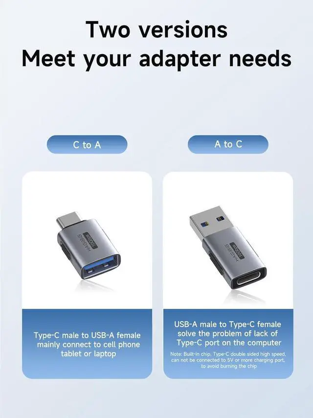 Alt view image 5 of 7 - USB C to USB Adapter, 10Gbps USB C Male to USB A 3.2 Gen2 Female High-Speed Data Transfer for iPhone 16 15 MacBook Pro Air, Other Type C or Thunderbolt Devices (TUA02)