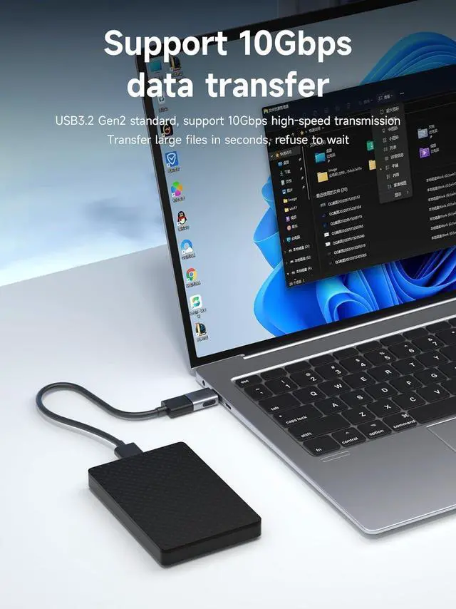 Alt view image 6 of 7 - USB C to USB Adapter, 10Gbps USB C Male to USB A 3.2 Gen2 Female High-Speed Data Transfer for iPhone 16 15 MacBook Pro Air, Other Type C or Thunderbolt Devices (TUA02)