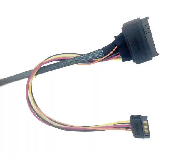 Alt view image 3 of 3 - OCuLink 4X to NVMe U.2 SSD,SFF-8611 to SFF-8639 Cable with Power 100cm