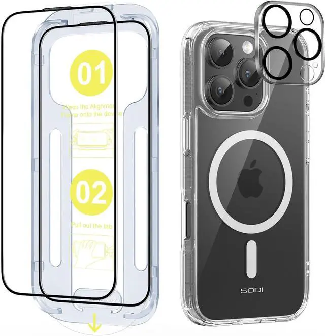 Main image of 3-in-1 for iPhone 16 Pro Max Case,[1X Screen Protector + 1X Camera Lens Protector][Military-Grade Protection][Not-Yellowing] Shockproof Magnetic Case for iPhone 16 Pro Max 6.9 Inch, Clear