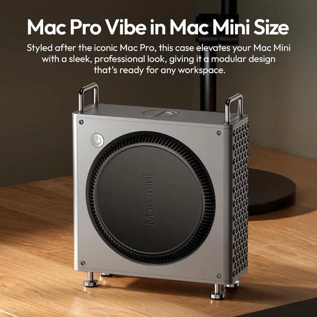 Alt view image 3 of 7 - Mac mini Case, Aluminum Case Compatible with 2024 Mac mini M4/M4 Pro, Heat Dissipation Aluminum Mac mini M4 Mount Rack, Mac mini M4 Holder Anti-Scratch Shockproof Portable Small Stand