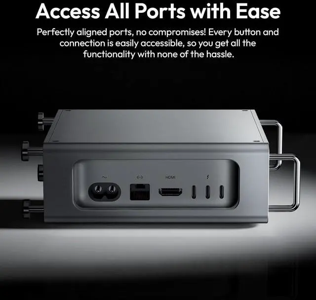 Alt view image 6 of 7 - Mac mini Case, Aluminum Case Compatible with 2024 Mac mini M4/M4 Pro, Heat Dissipation Aluminum Mac mini M4 Mount Rack, Mac mini M4 Holder Anti-Scratch Shockproof Portable Small Stand