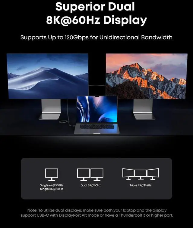 Alt view image 4 of 7 - Prime Thunderbolt 5 Cable, 3.3 FT USB C to USB C Cable, 240W Charging, 80Gbps Data Transfer, Up to 120Gbps Bandwidth, 8K/4K Displays, for iPhone 16, MacBook, and More (Thunderbolt 5-Certified)