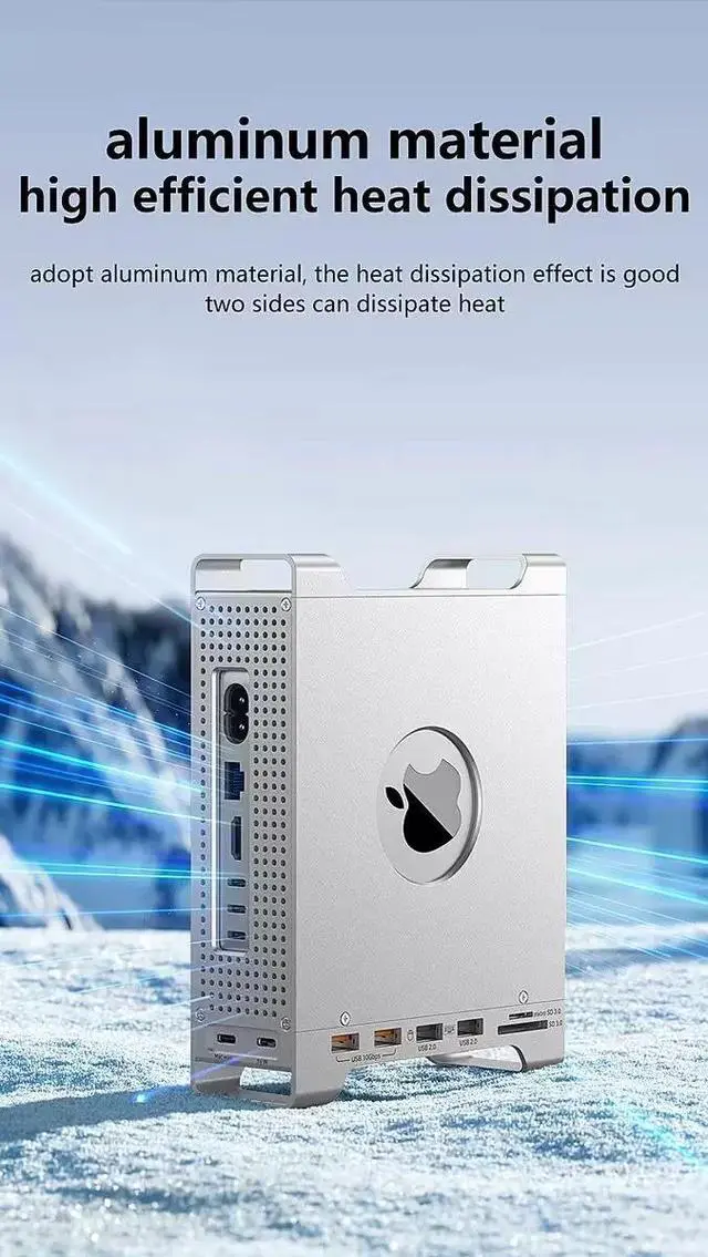 Alt view image 5 of 7 - Mac mini M4 Hub & Chassis with NVMe SSD Enclosure, Mac mini M4 Dock with 2xUSB A 10Gbps, 2XUSB A Data Port, SD/TF 3.0 Card Reader for Mac mini M4, Mac mini M4 Pro - Silver