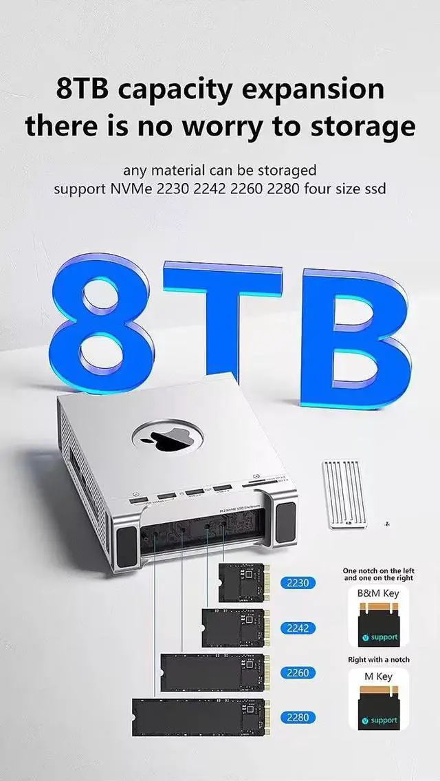 Alt view image 3 of 7 - Mac mini M4 Hub & Chassis with NVMe SSD Enclosure, Mac mini M4 Dock with 2xUSB A 10Gbps, 2XUSB A Data Port, SD/TF 3.0 Card Reader for Mac mini M4, Mac mini M4 Pro - Silver