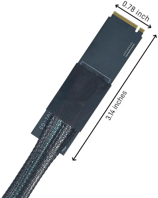 Alt view image 3 of 7 - PCIe 5.0 M.2 to U.2 Adapter, M.2 to SFF-8639 U.2 NVMe SSD Cable with 15Pin Power, Right Exit, 1.6ft (50cm)