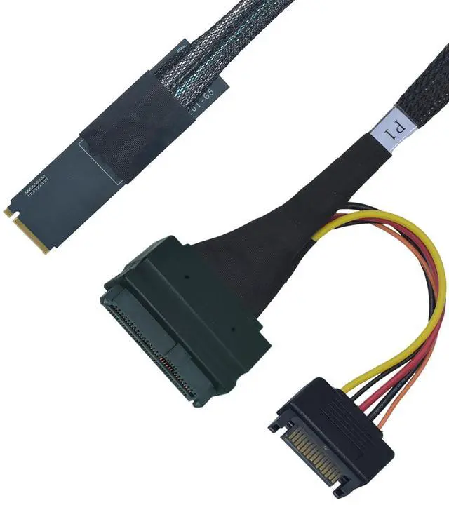 Main image of PCIe 5.0 M.2 to U.2 Adapter, M.2 to SFF-8639 U.2 NVMe SSD Cable with 15Pin Power, Right Exit, 1.6ft (50cm)