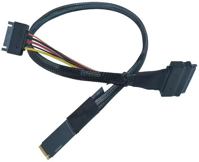 Alt view image 6 of 7 - PCIe 5.0 M.2 to U.2 Adapter, M.2 to SFF-8639 U.2 NVMe SSD Cable with 15Pin Power, Right Exit, 1.6ft (50cm)