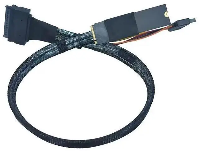 Alt view image 5 of 7 - PCIe 5.0 M.2 to U.2 Adapter, M.2 to SFF-8639 U.2 NVMe SSD Cable with 15Pin Power, Right Exit, 1.6ft (50cm)