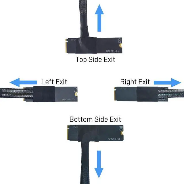 Alt view image 2 of 5 - PCIe 5.0 M.2 to U.2 Adapter, M.2 to SFF-8639 U.2 NVMe SSD Cable with 15Pin Power, Top Side Exit, 1.6ft (50cm)
