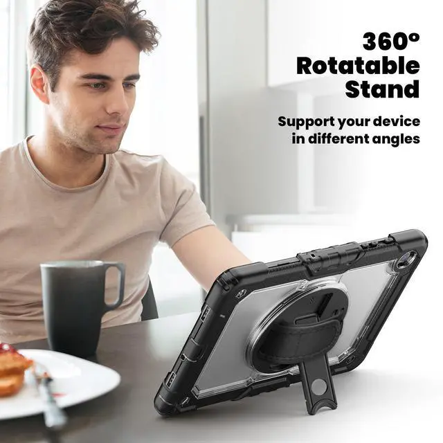 Alt view image 4 of 7 - Case for Galaxy Tab A9+ Plus 11 Inch, Protective with Screen Protector/Hand Strap/Pen Holder, Sturdy Shockproof for A9 Plus Tablet Case SM-X210 SM-X216 SM-X218 - Clear